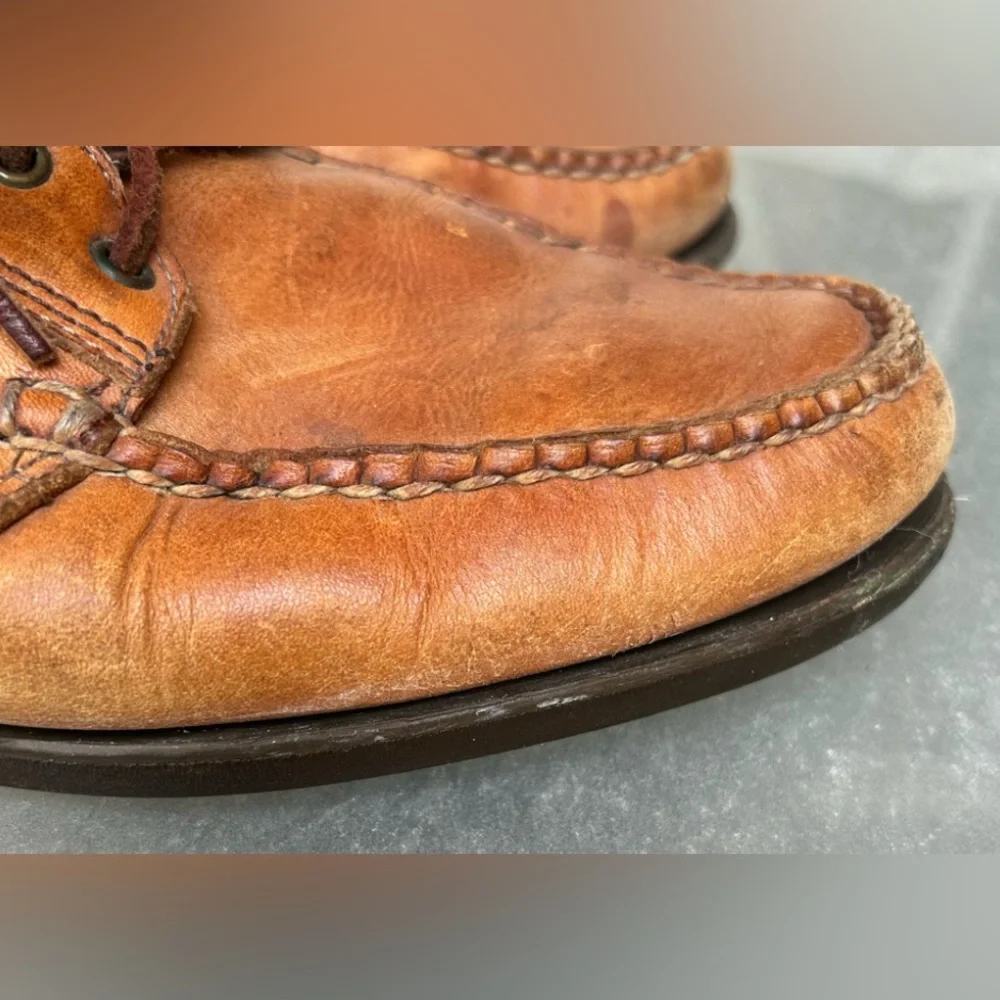 Allen Edmonds Key Largo Deck Boat Shoes Men 12B Brown Leather Vibram Moc Toe USA